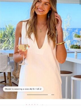 Beginning Boutique Wynn White Linen Sleeveless V-Neck Mini Dress